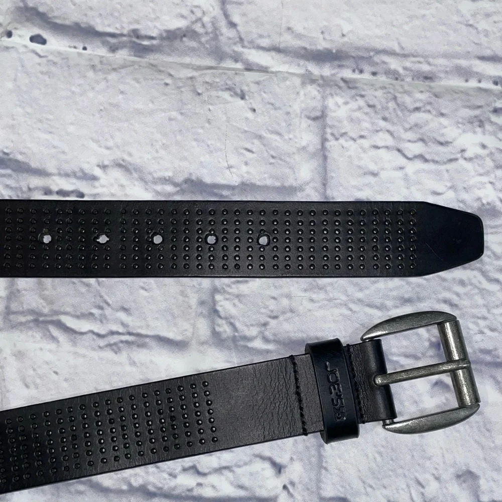 Joe's Jeans Black Perforated Leather Belt. Size 32